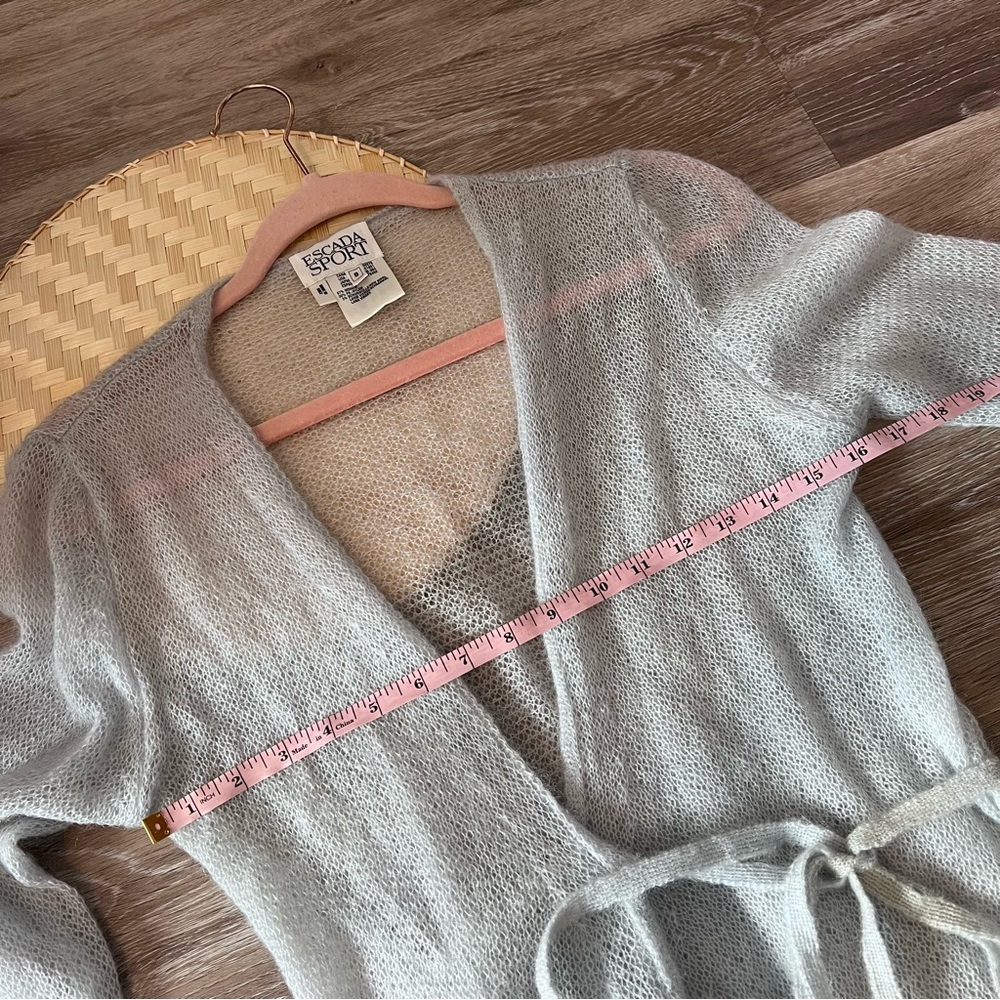 Vintage escada Sport‎ Baby Blue mohair wool blend wrap cardigan - Picture 5 of 6